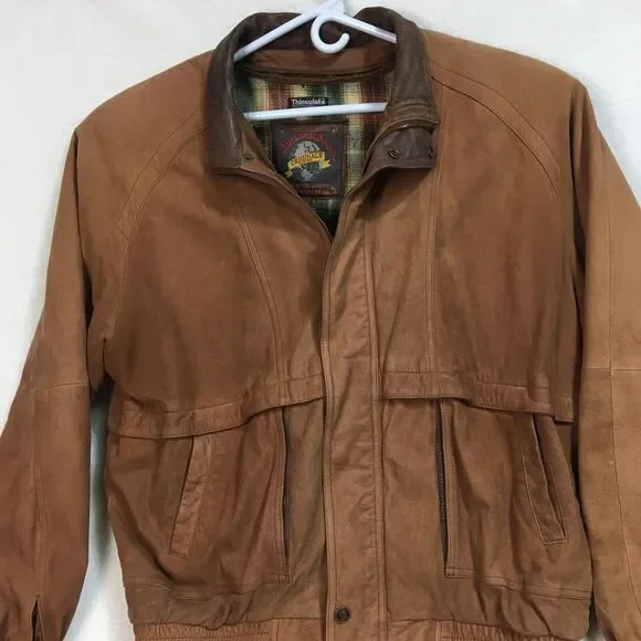 Adventure Bound Wilsons Mens Tan‎ Leather Bomber Jacket Sz XLT